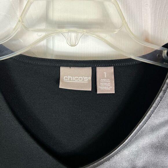 NWT Chicos Womens Black Blouse Size 1 - Picture 3 of 5